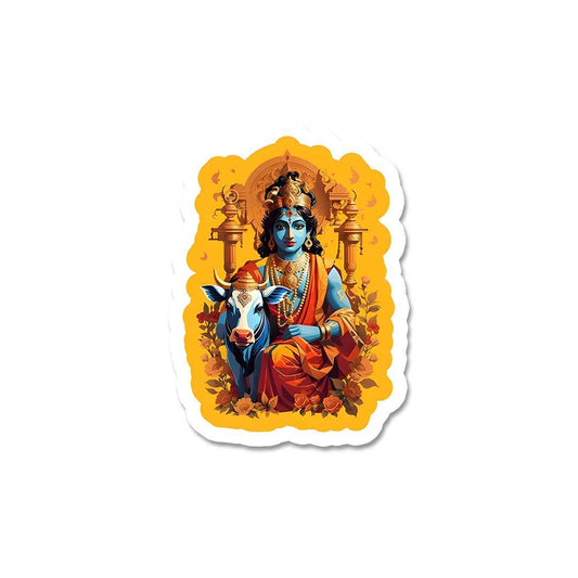 Krishna And Cow  Sticker