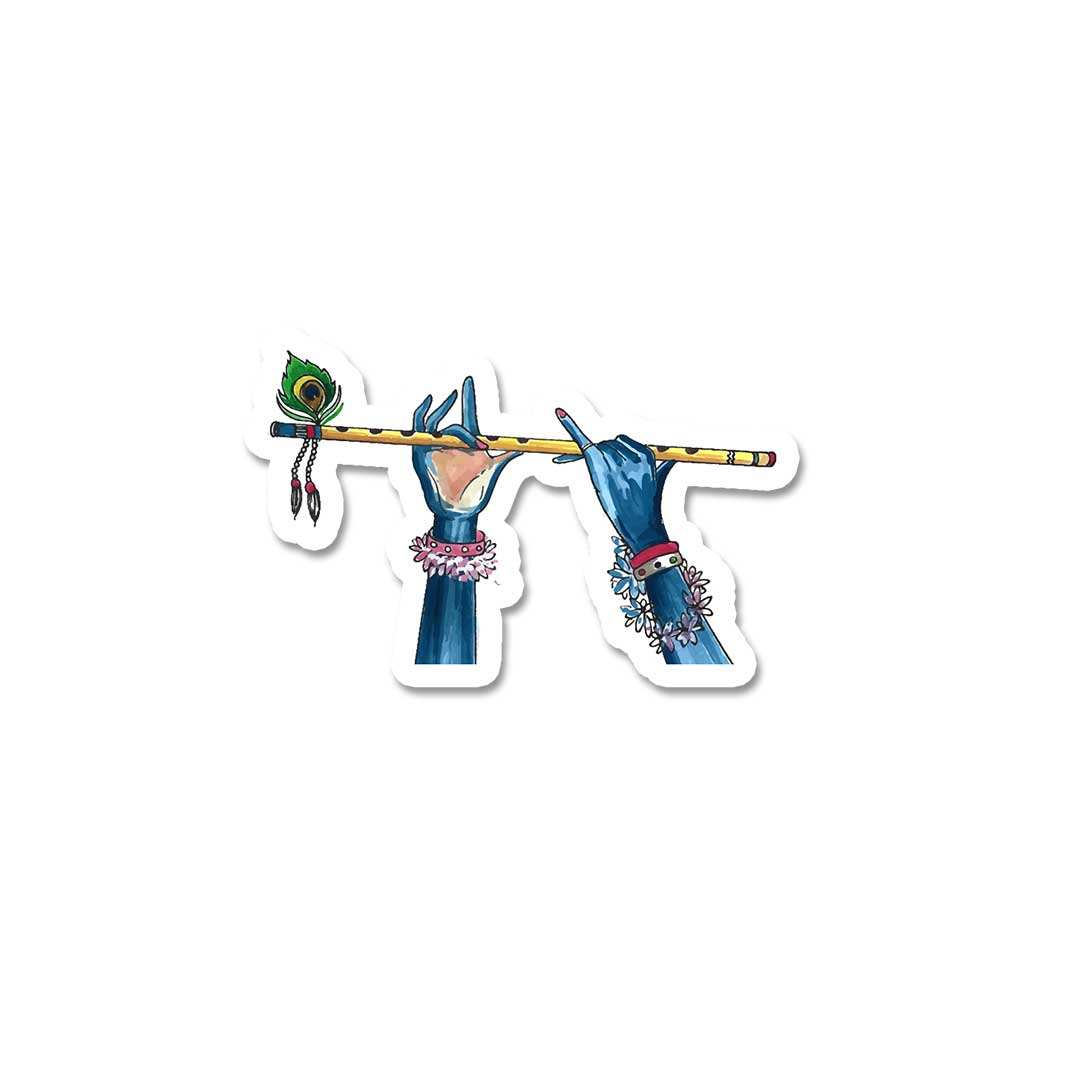 Krishna Hand With Flute Sticker