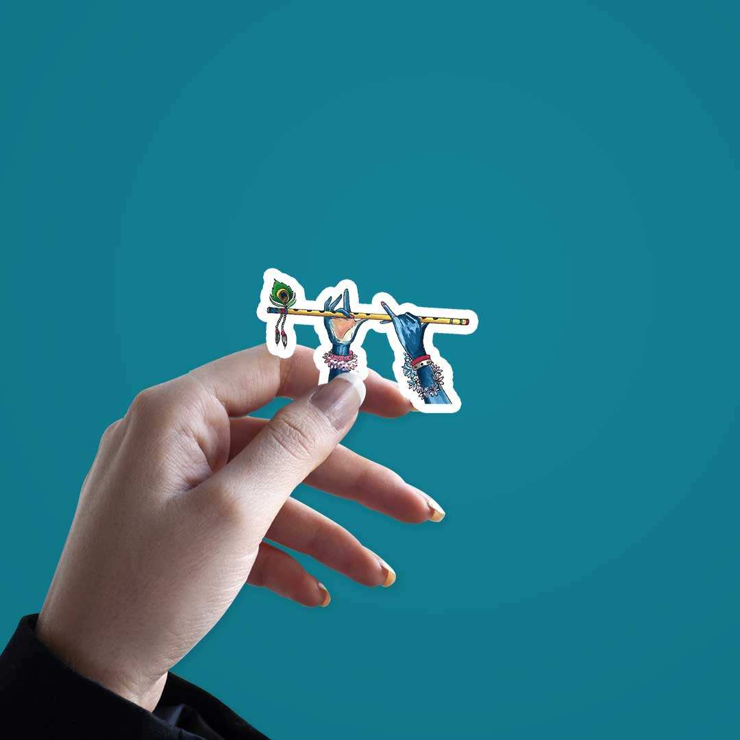 Krishna Hand With Flute Sticker