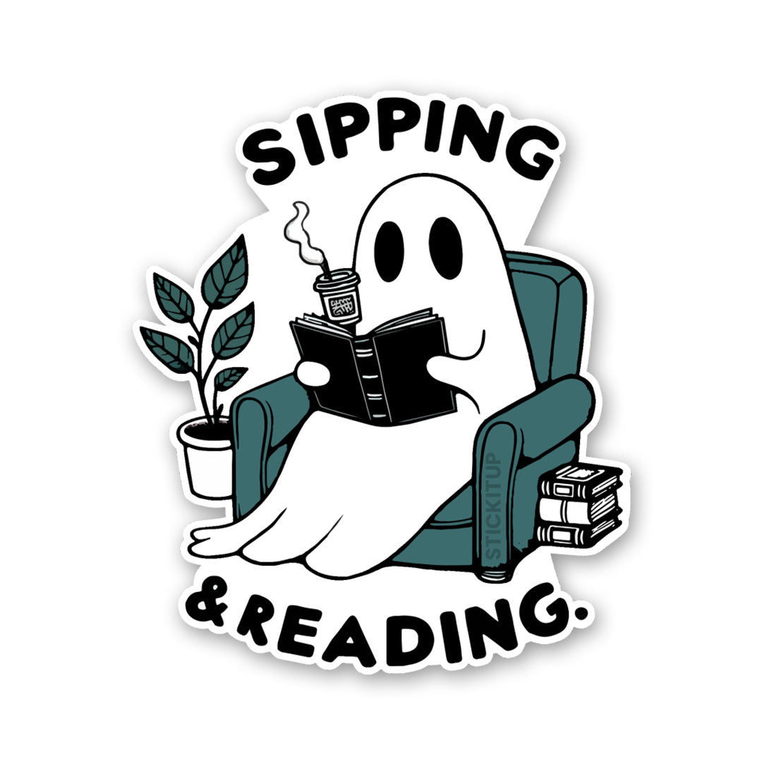 Sipping & Reading Sticker