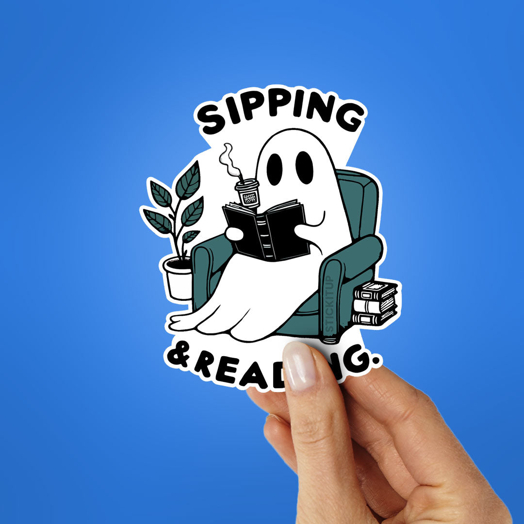 Sipping & Reading Sticker