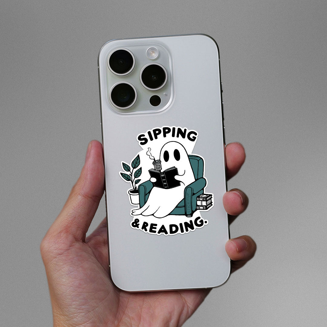 Sipping & Reading Sticker