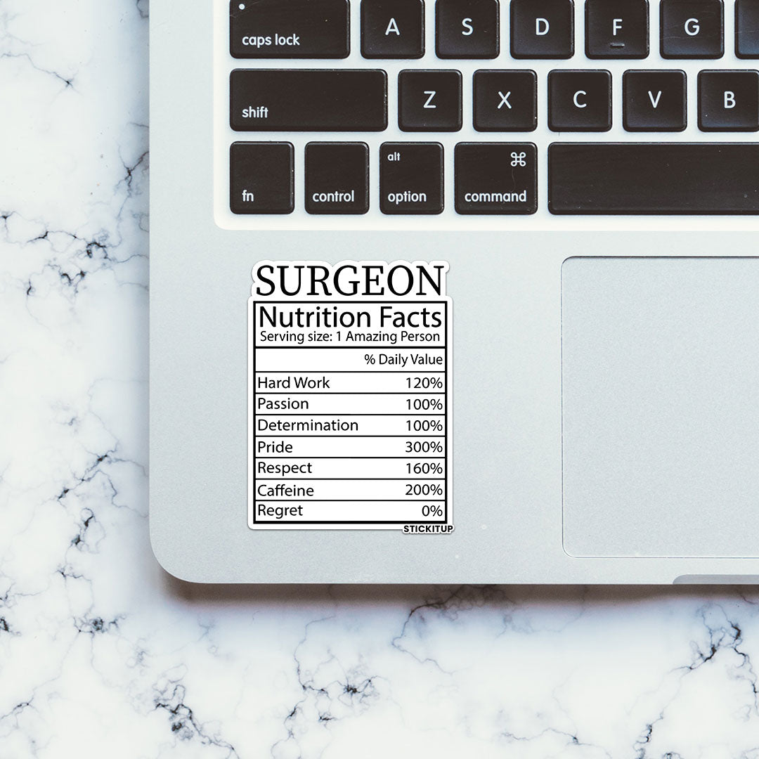 Surgeon Nutrition Facts Sticker
