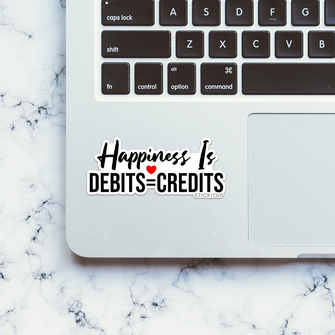 Happiness Is Debits Sticker