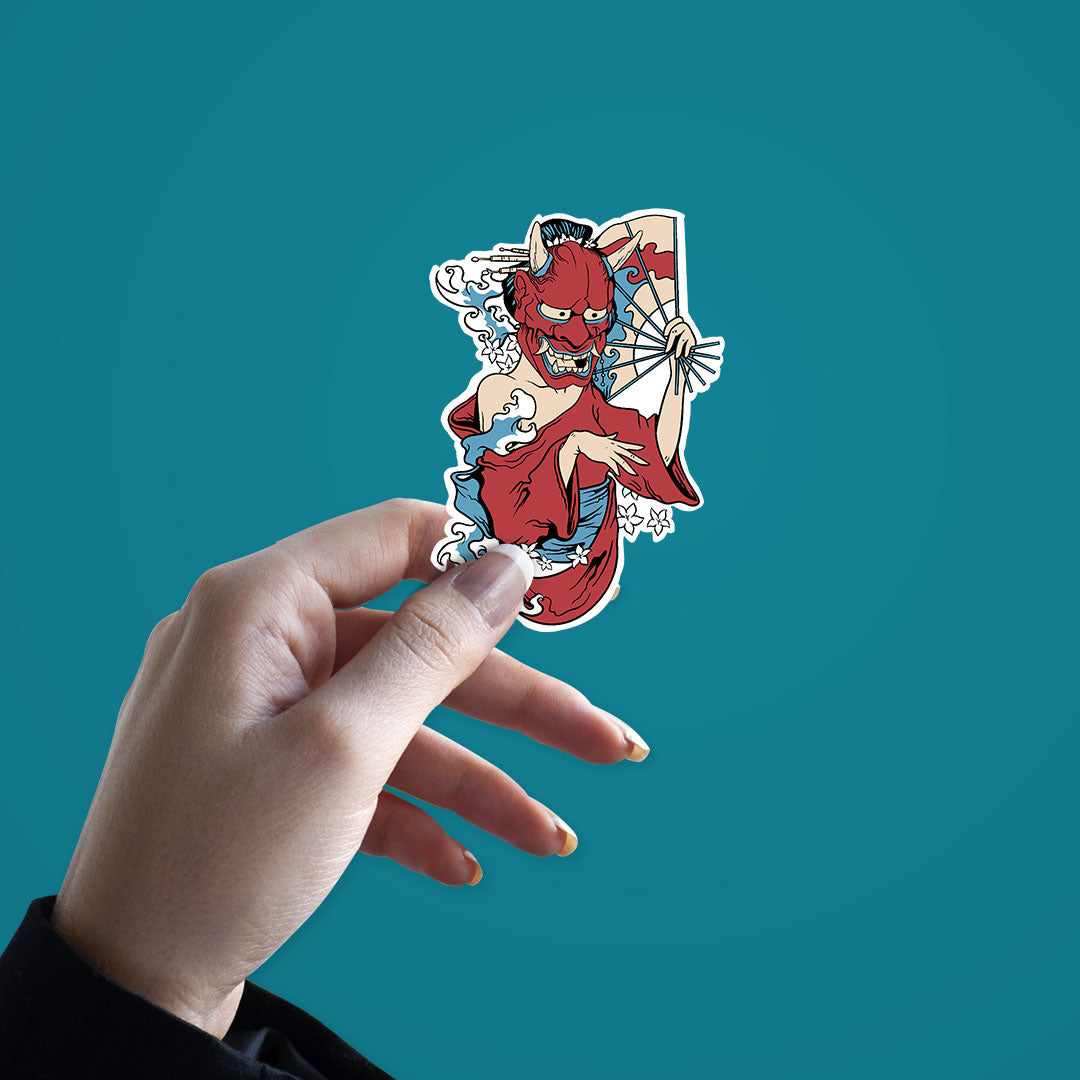 Japanese Women With Mask Sticker | STICK IT UP
