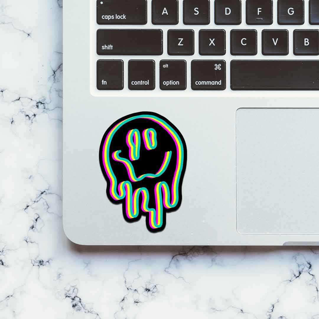 Neon Trippy smile Sticker | STICK IT UP