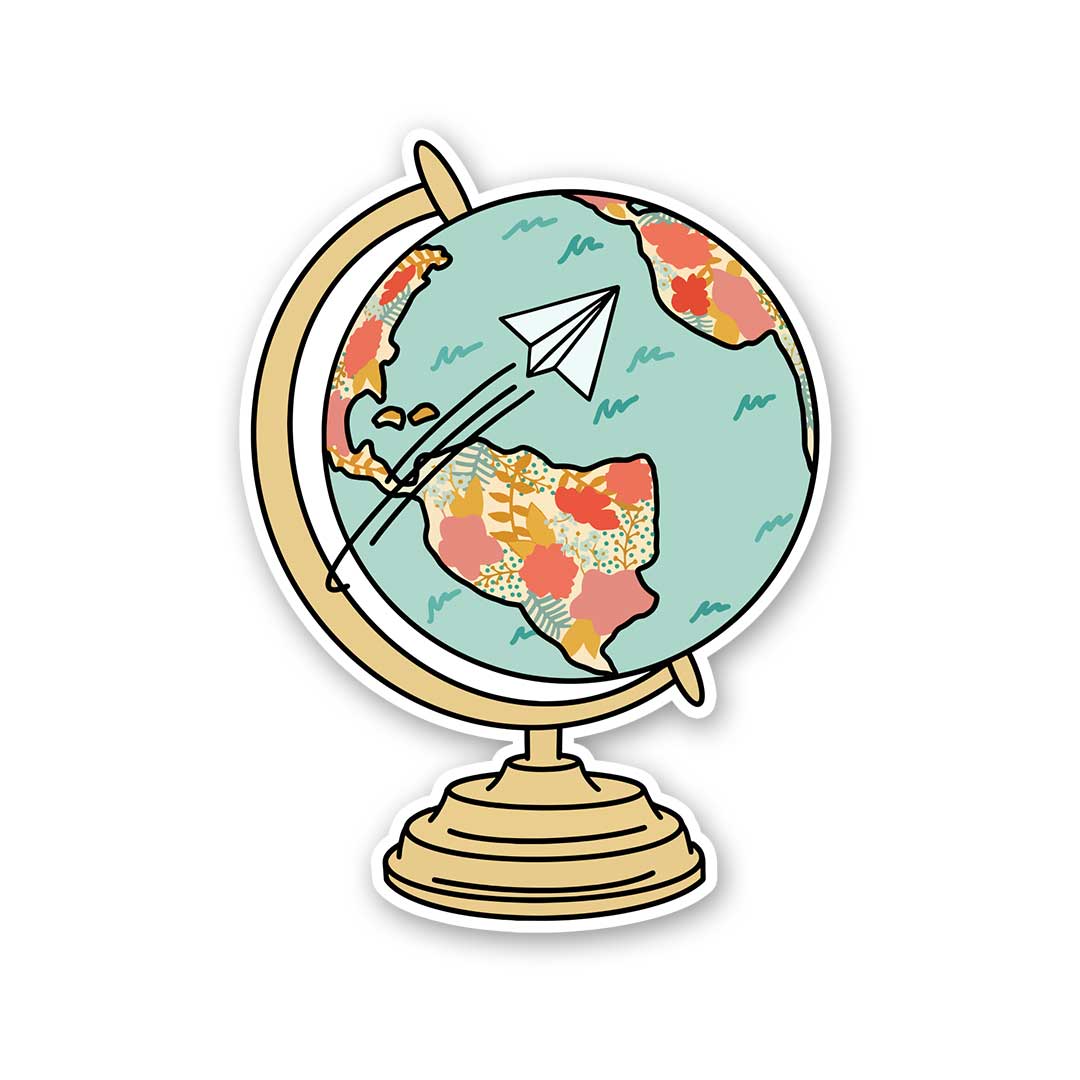 Floral World Map Sticker