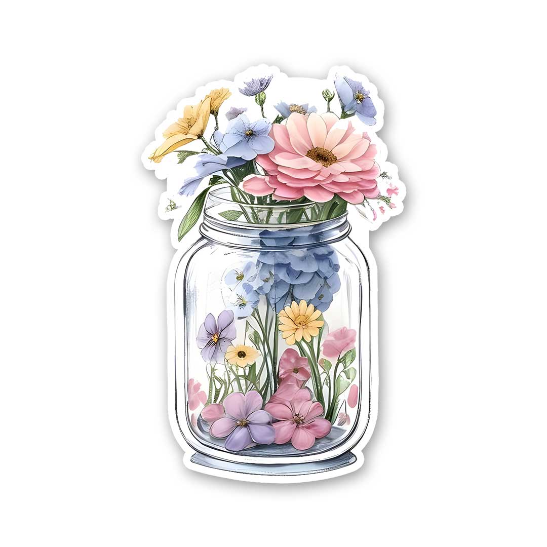 Jar Filled With Flowers Sticker