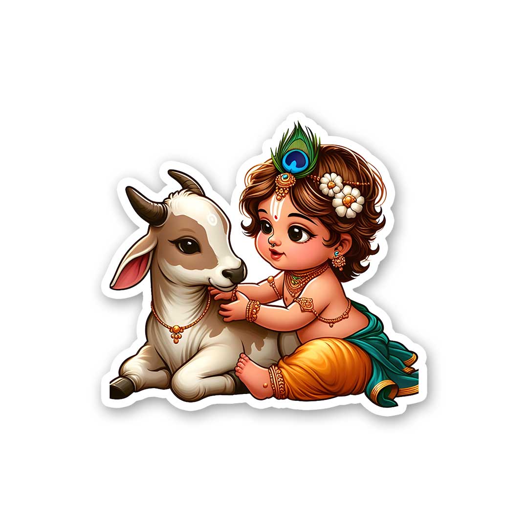 Krishna And Cow 0.1 Sticker