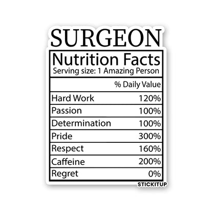 Surgeon Nutrition Facts Sticker