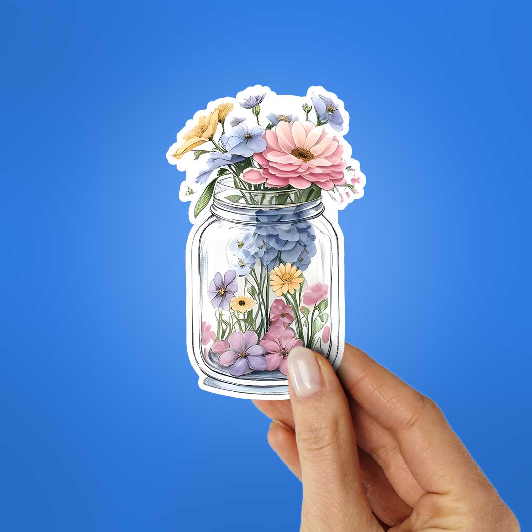 Jar Filled With Flowers Sticker