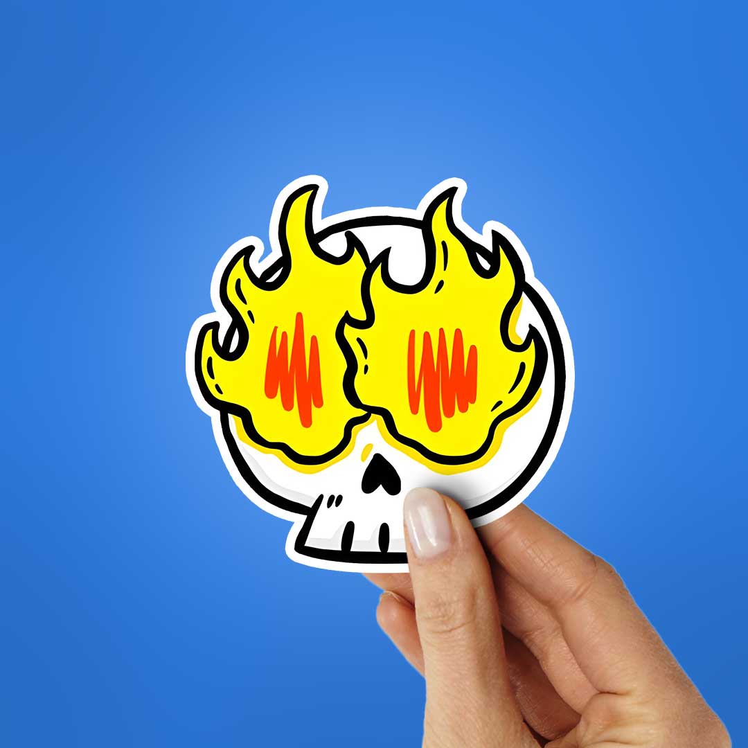 Skull On Fire Sticker