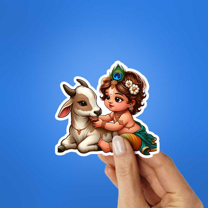 Krishna And Cow 0.1 Sticker