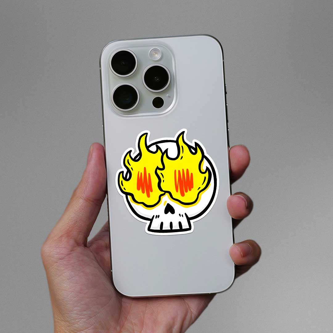 Skull On Fire Sticker