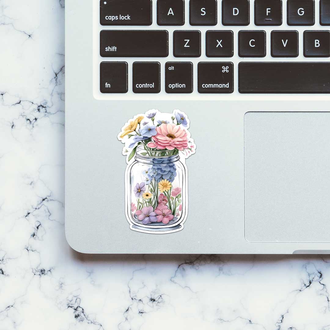 Jar Filled With Flowers Sticker