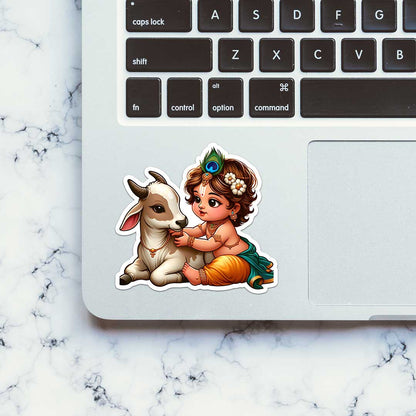 Krishna And Cow 0.1 Sticker