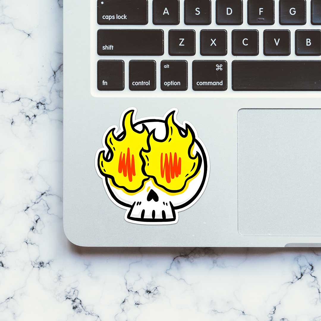 Skull On Fire Sticker