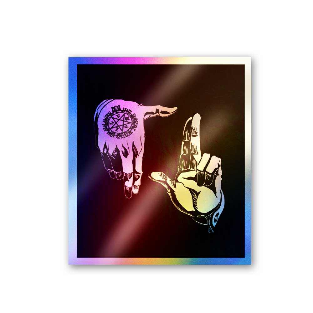 Hand Sign Full metal Holographic Stickers | STICK IT UP