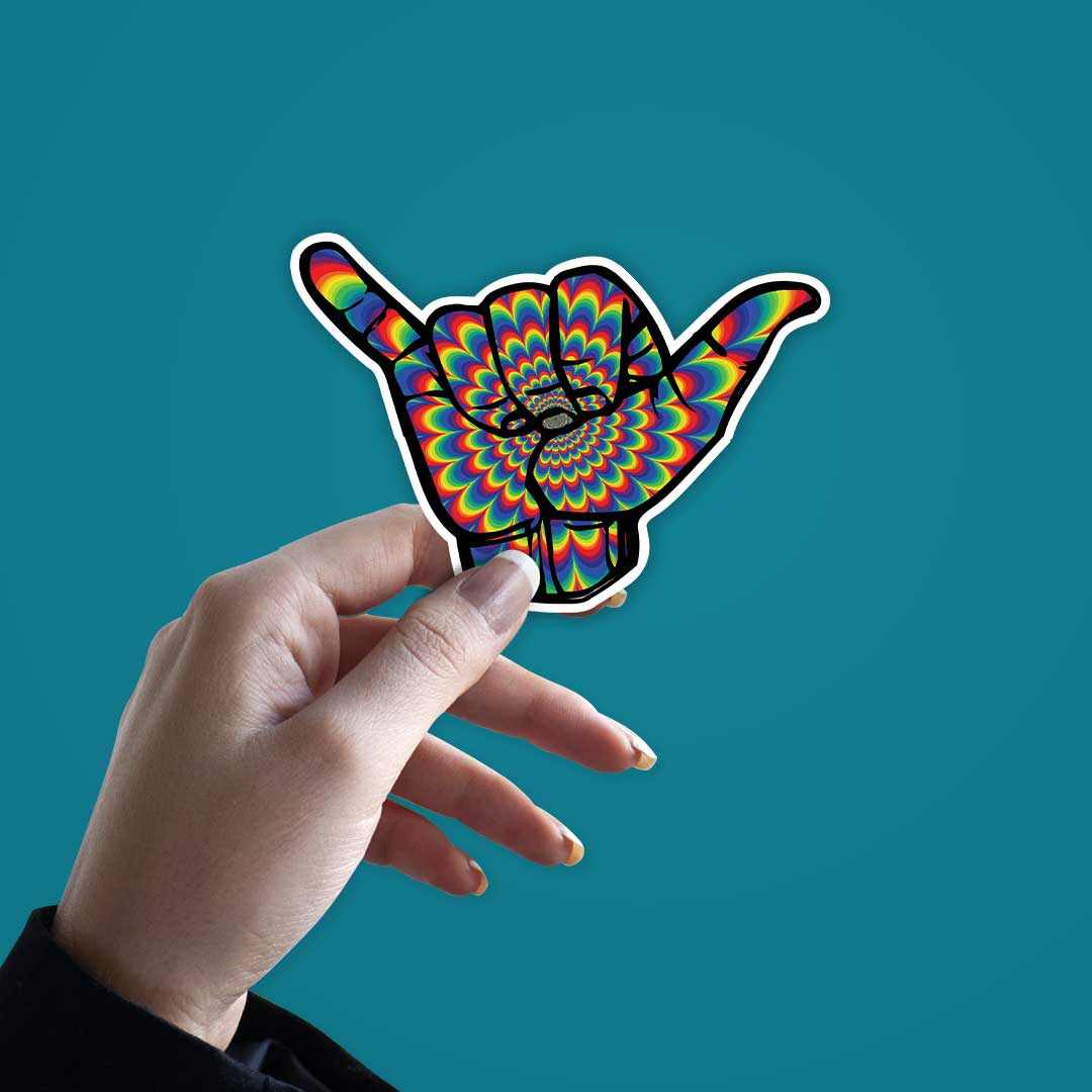 Psychedelic Hand Sign Sticker | STICK IT UP