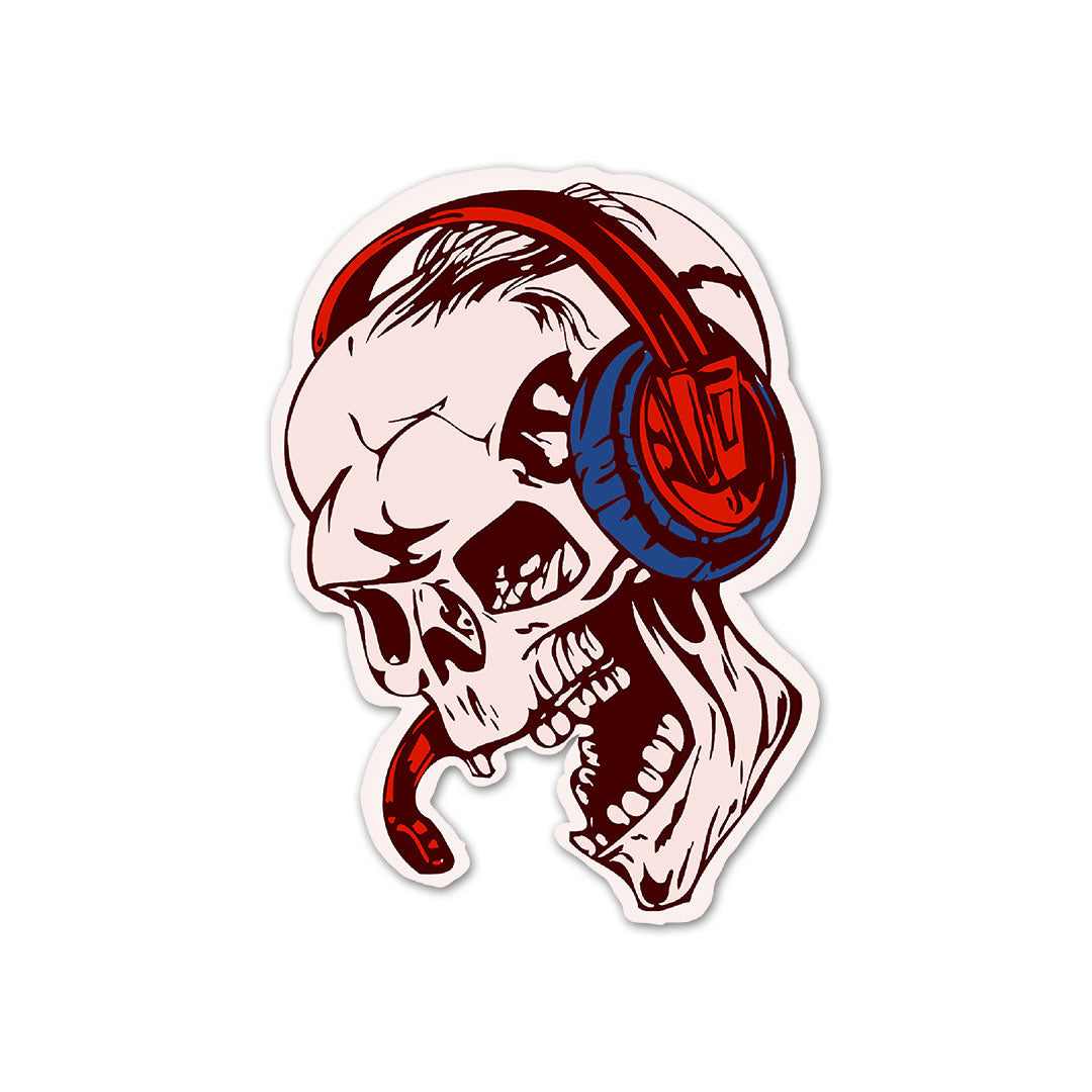 Skull Listening Music Sticker | STICK IT UP